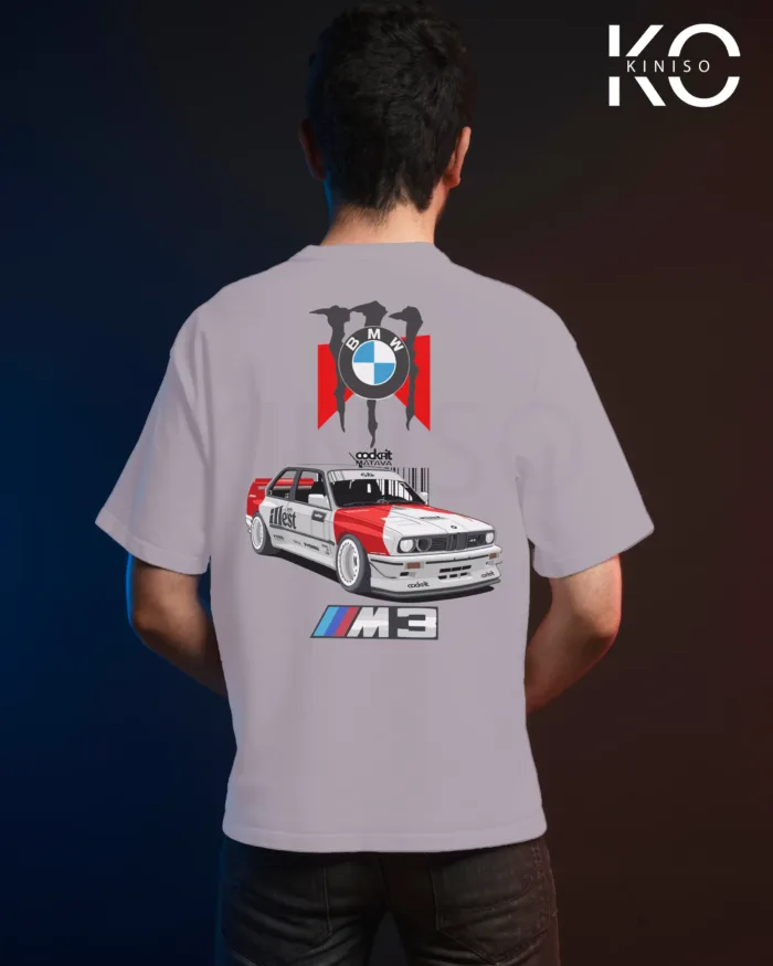 Image of Light Purple color drop shoulder t-shirt with BMW M3 Print for men at reasonable price